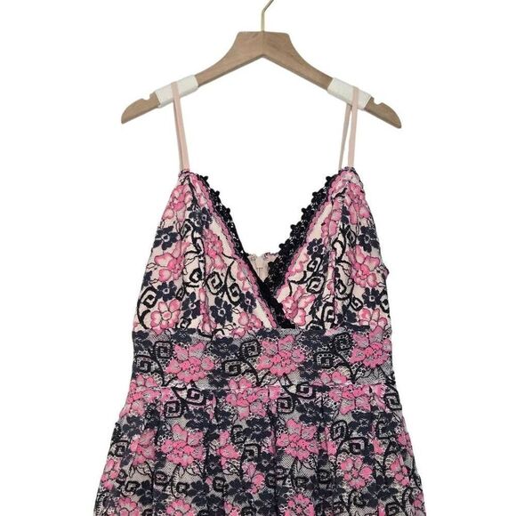 ASOS Dress Size 10 Floral Lace Midi Pink Spaghetti Straps V-Neck - Picture 2 of 7